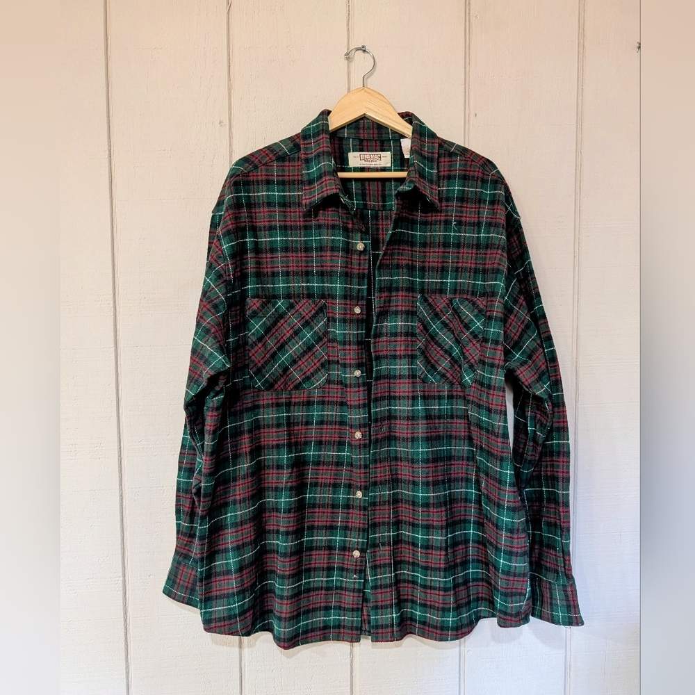 Vintage Big Mac Thick Flannel Plaid Button‎ Up Shirt Shacket Mens XXLT Red Green